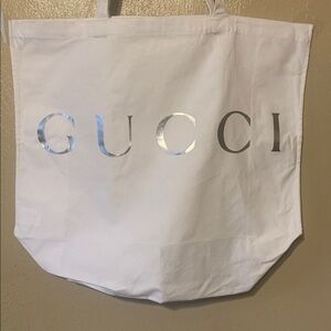 Gucci White Tote with Metallic Logo NWT